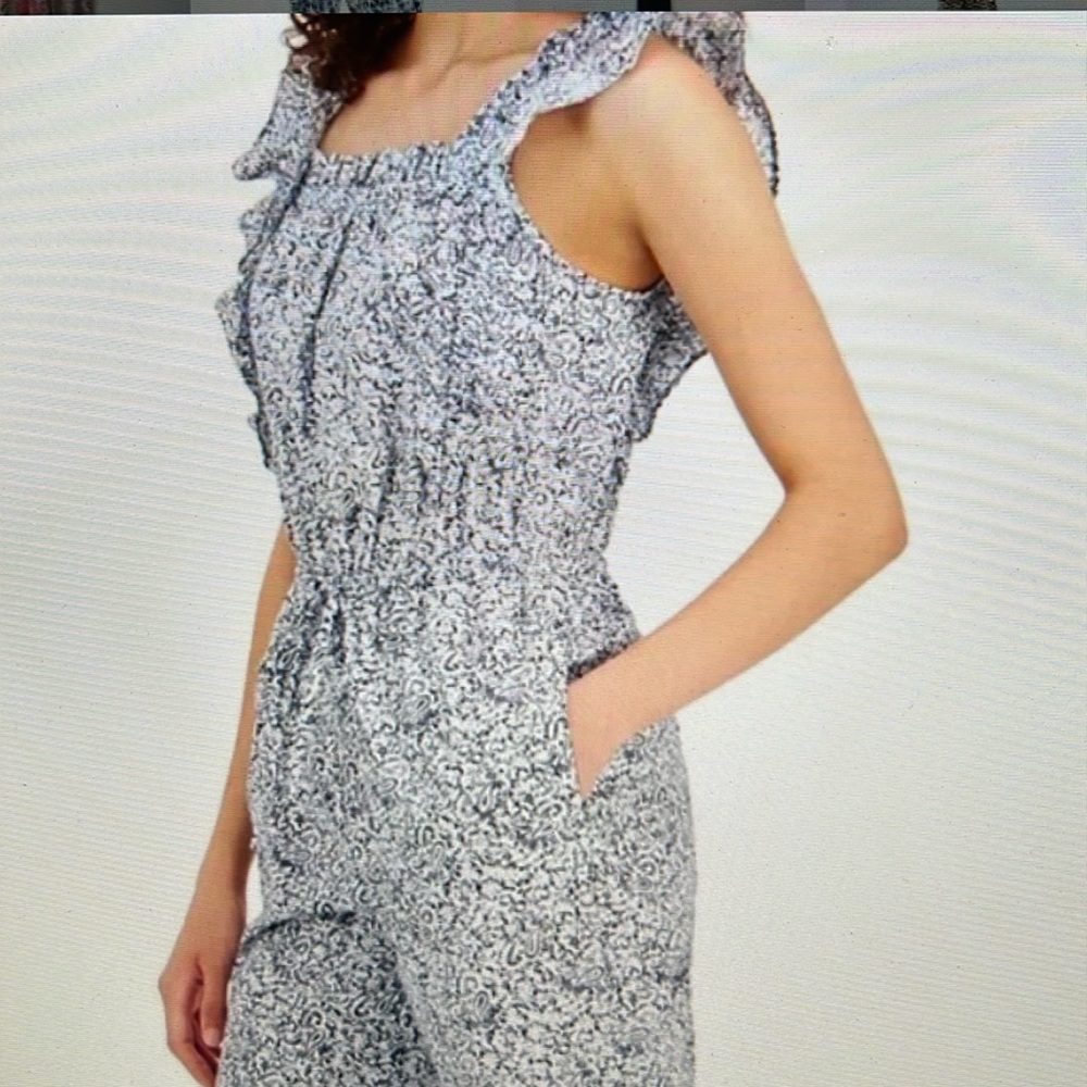 INC International Concepts Floral Jumpsuit Romper Blue Floral XL